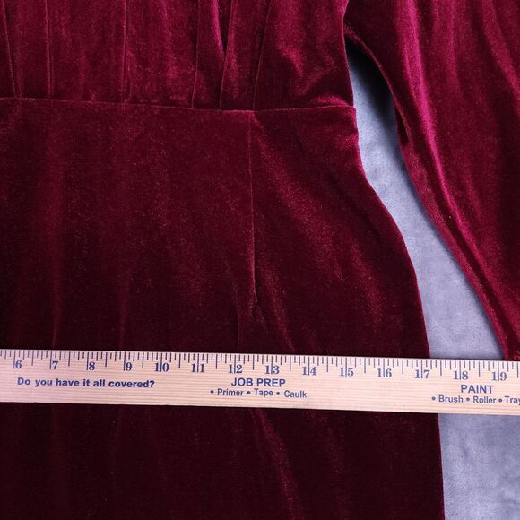 Gianni Bini Womens Short Dress L Burgundy Velvet Deep VNeck Dolman Sleeve Goth - Picture 11 of 11